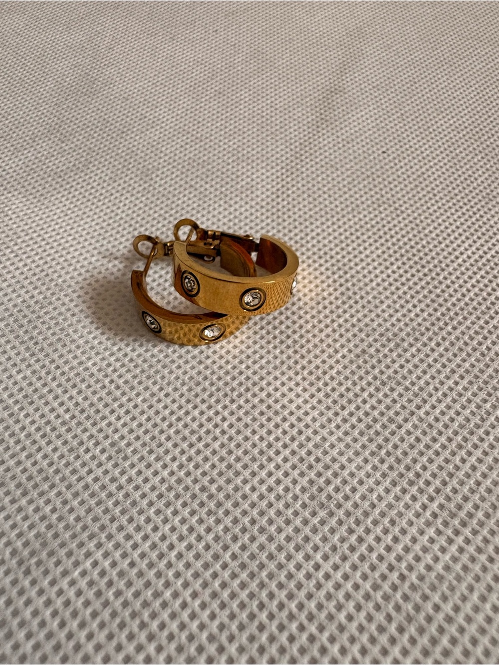 Gold Crystal Accent Hoop Earrings - Women Jewelry